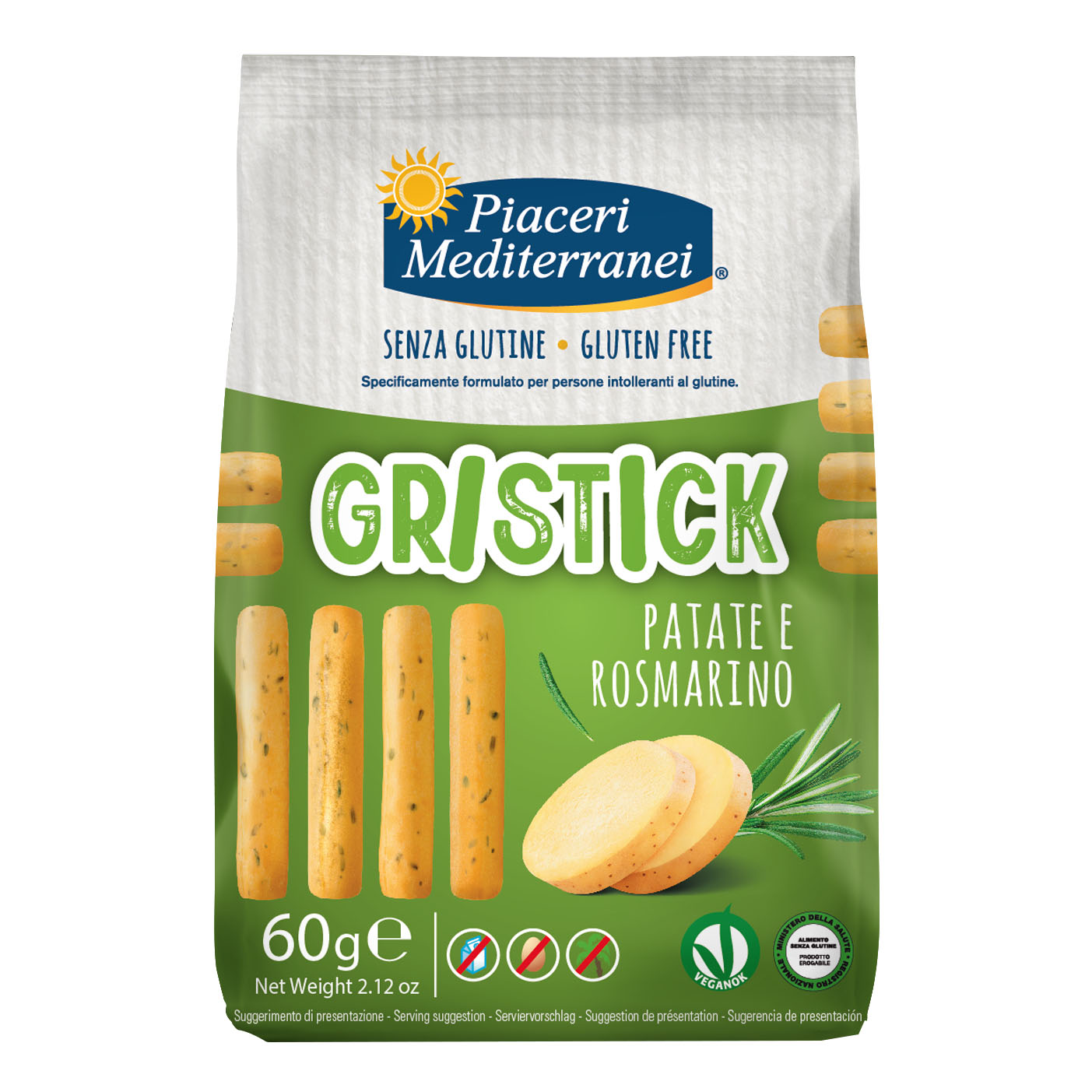 Piaceri mediterranei gristick patate e rosmarino 60 g