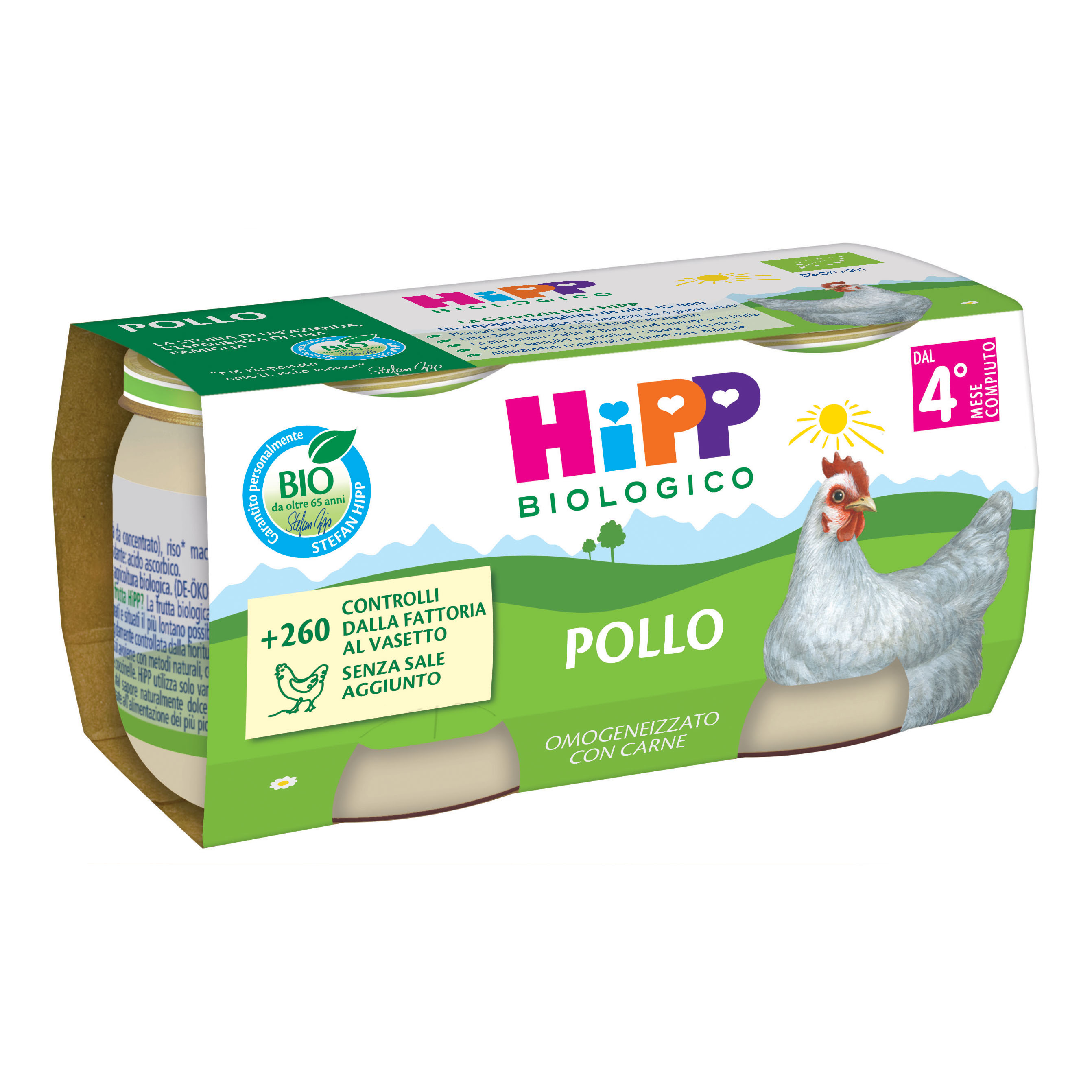 Hipp bio omogeneizzato pollo 2 pezzi da 80 g