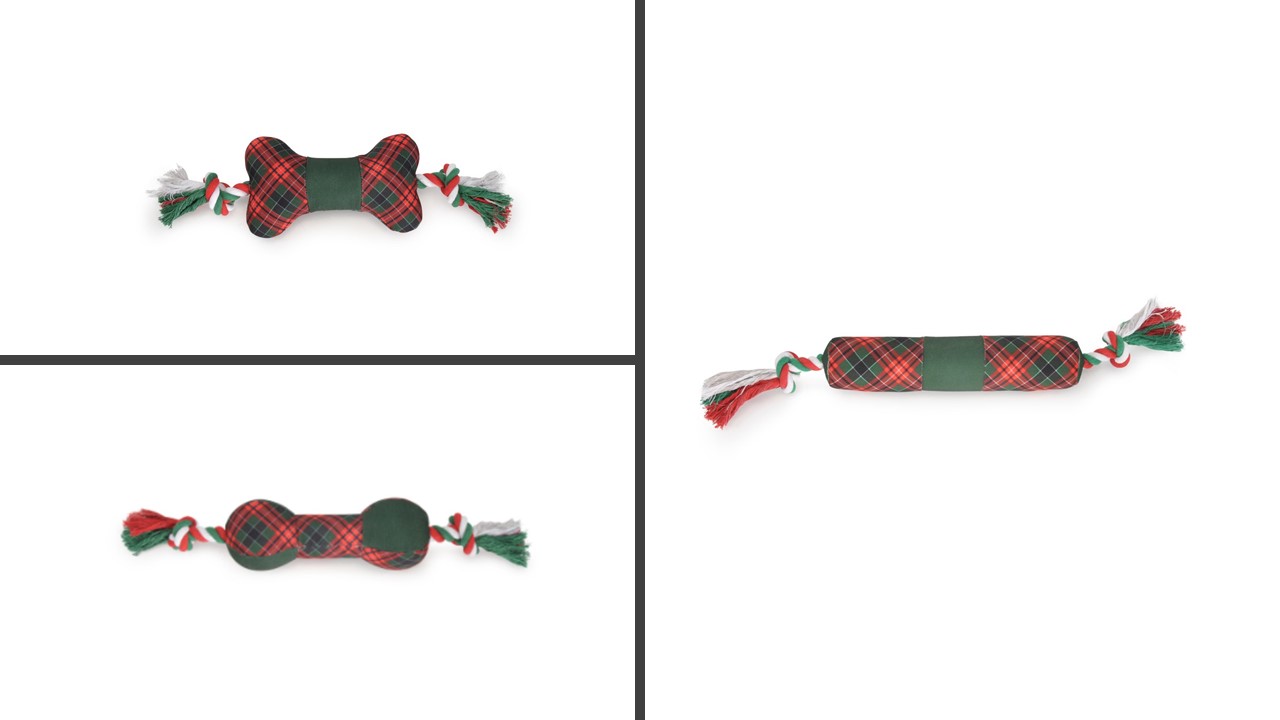 Camon Xmas Cane Gioco In Peluche Con Corda 17/33 Cm (Fantasie E Forme Assoritite)