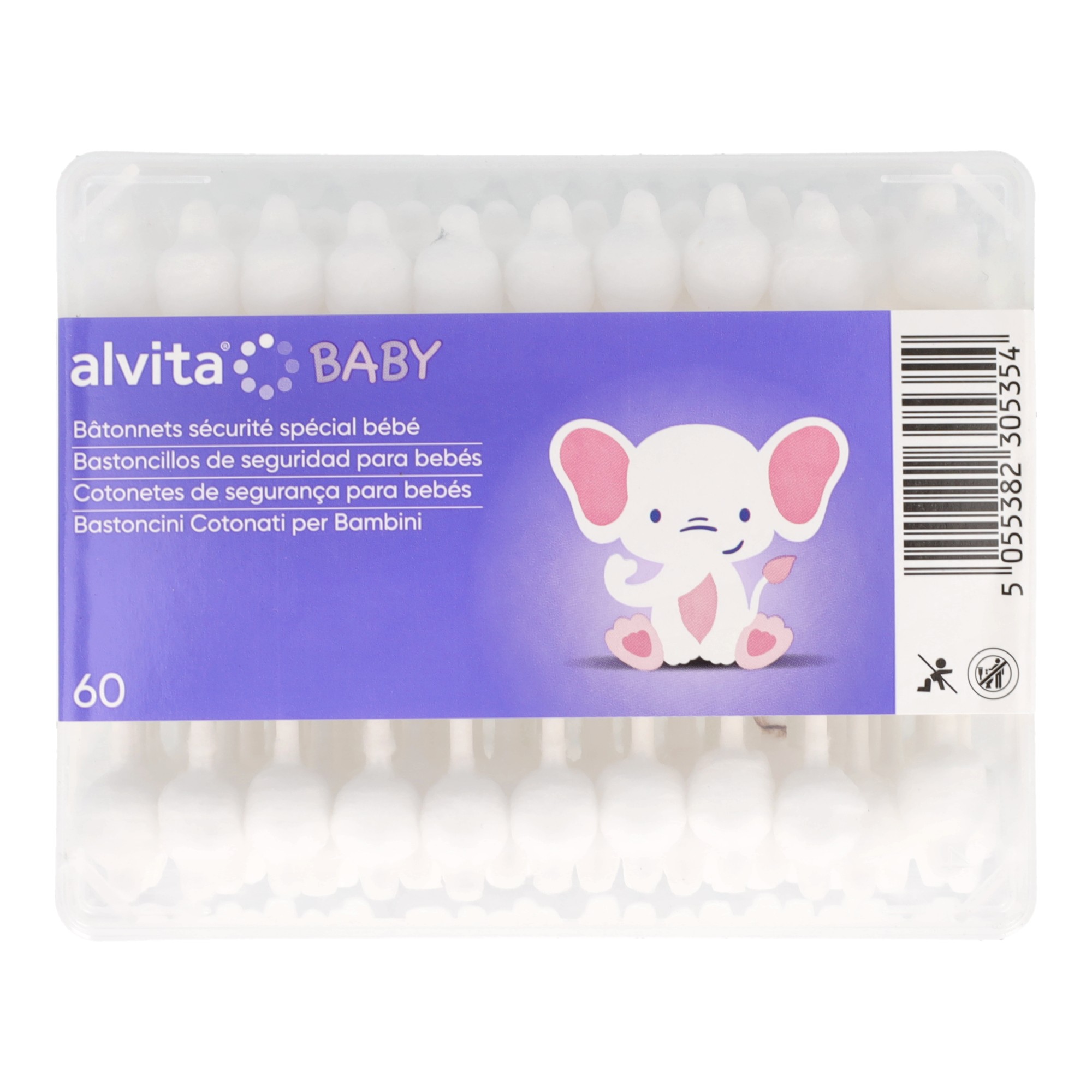 Alvita baby bastoncini cotonati 60 pezzi
