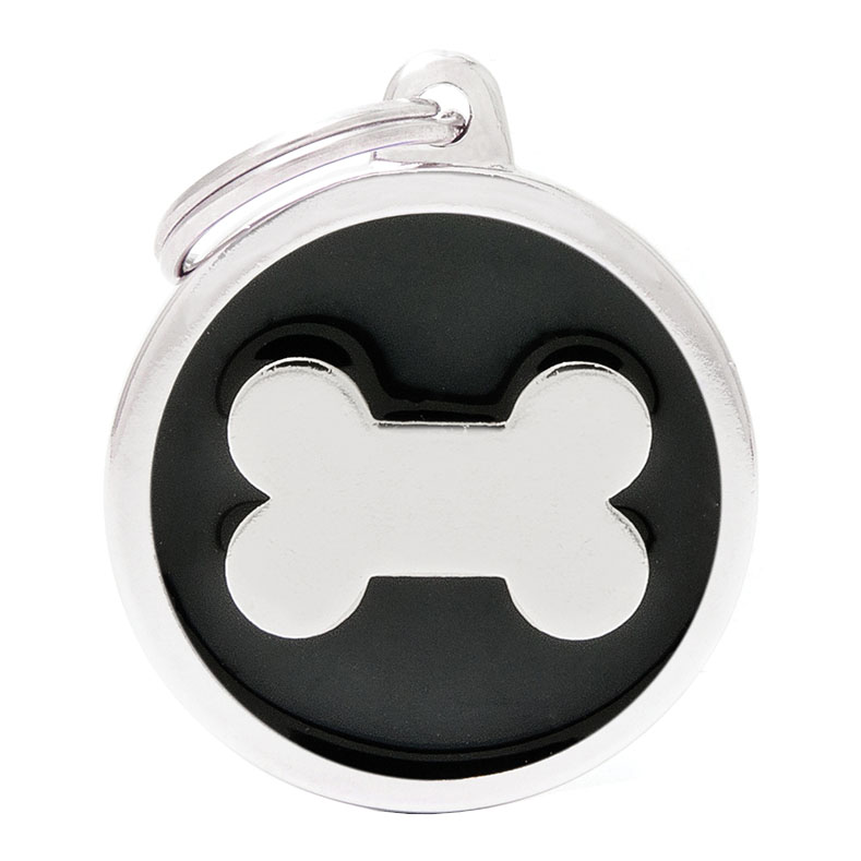 My Family Medaglietta Black Big Circle Bone-image