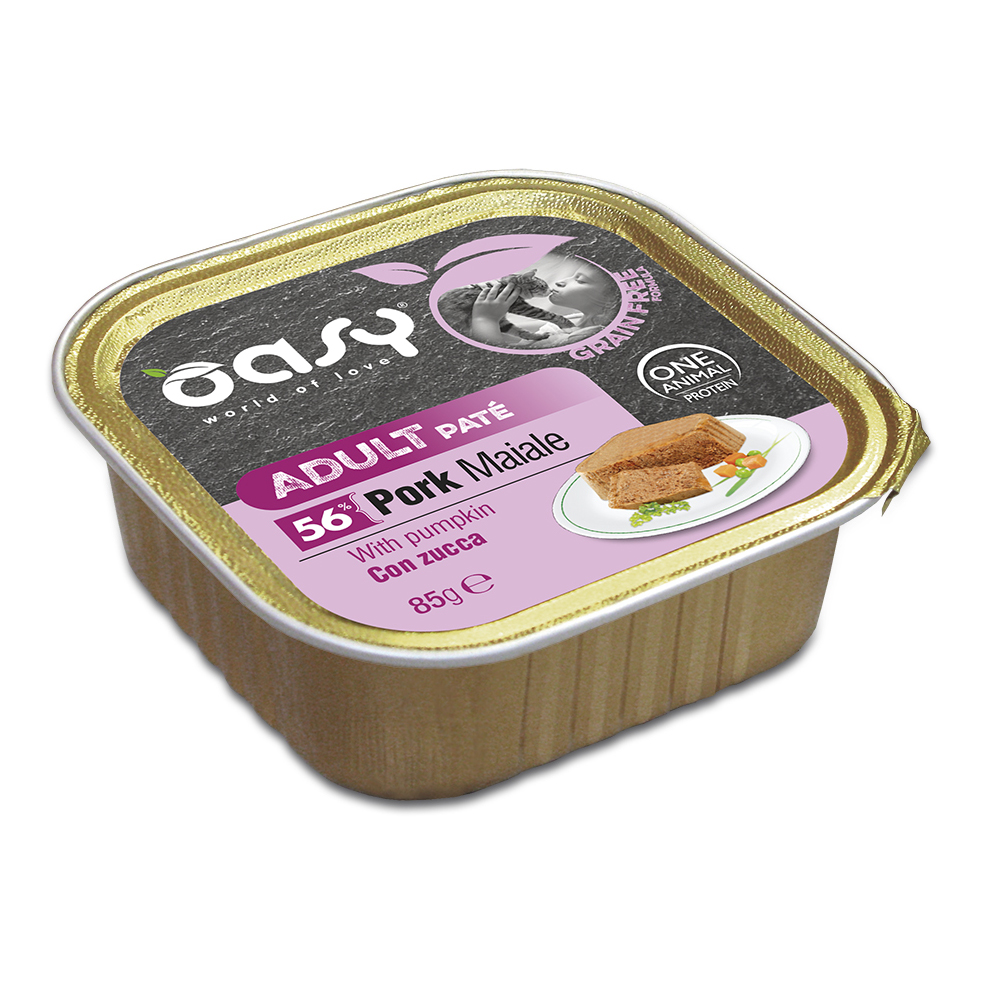 Oasy Gatto Grain Free Pate' Adulto Maiale &amp; Zucca 85 Gr