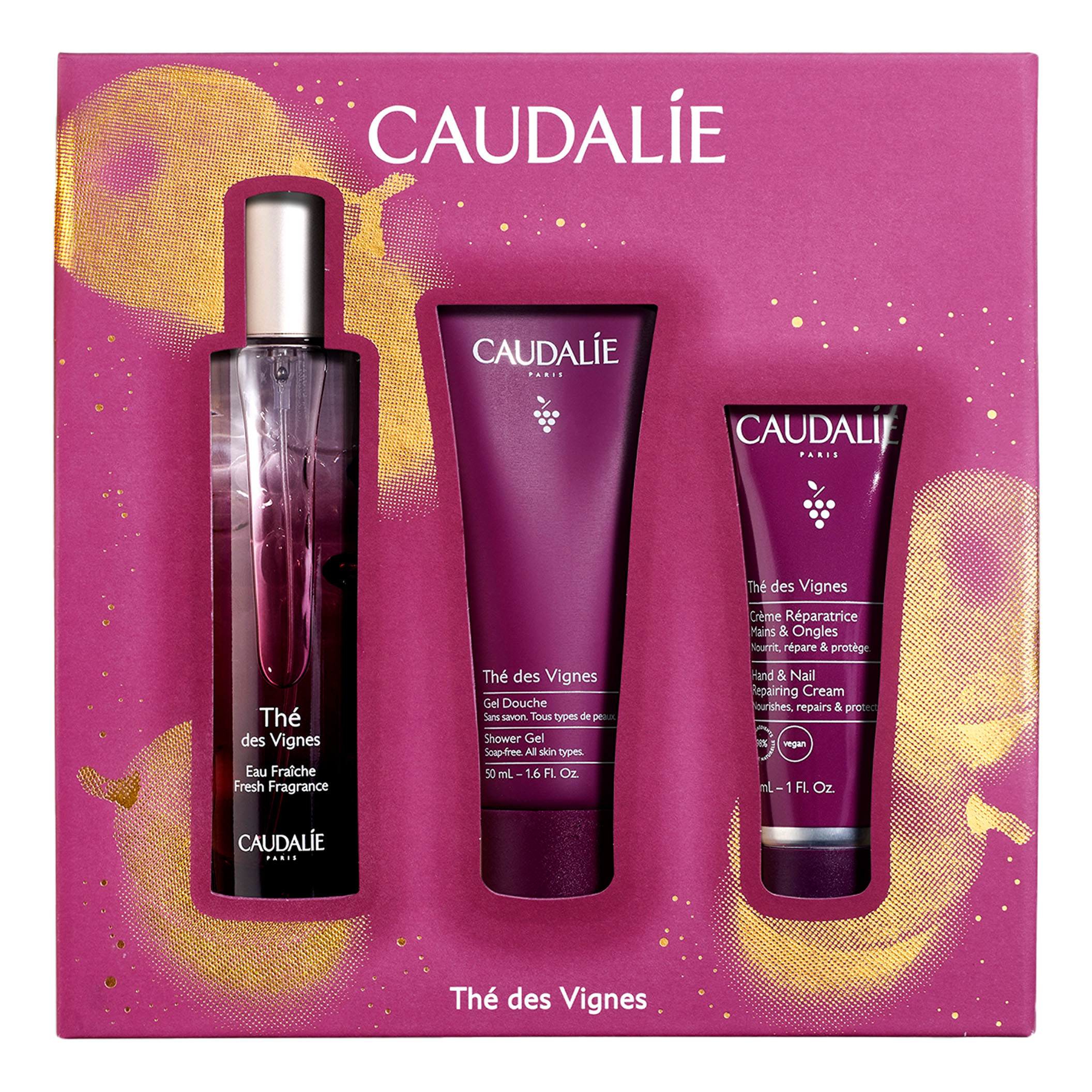 Caudalie Cofanetto di Natale 2024 The' Des Vignes - Acqua profumata 50 ml + Gel doccia 50 ml + Crema mani e unghie 30 ml-image