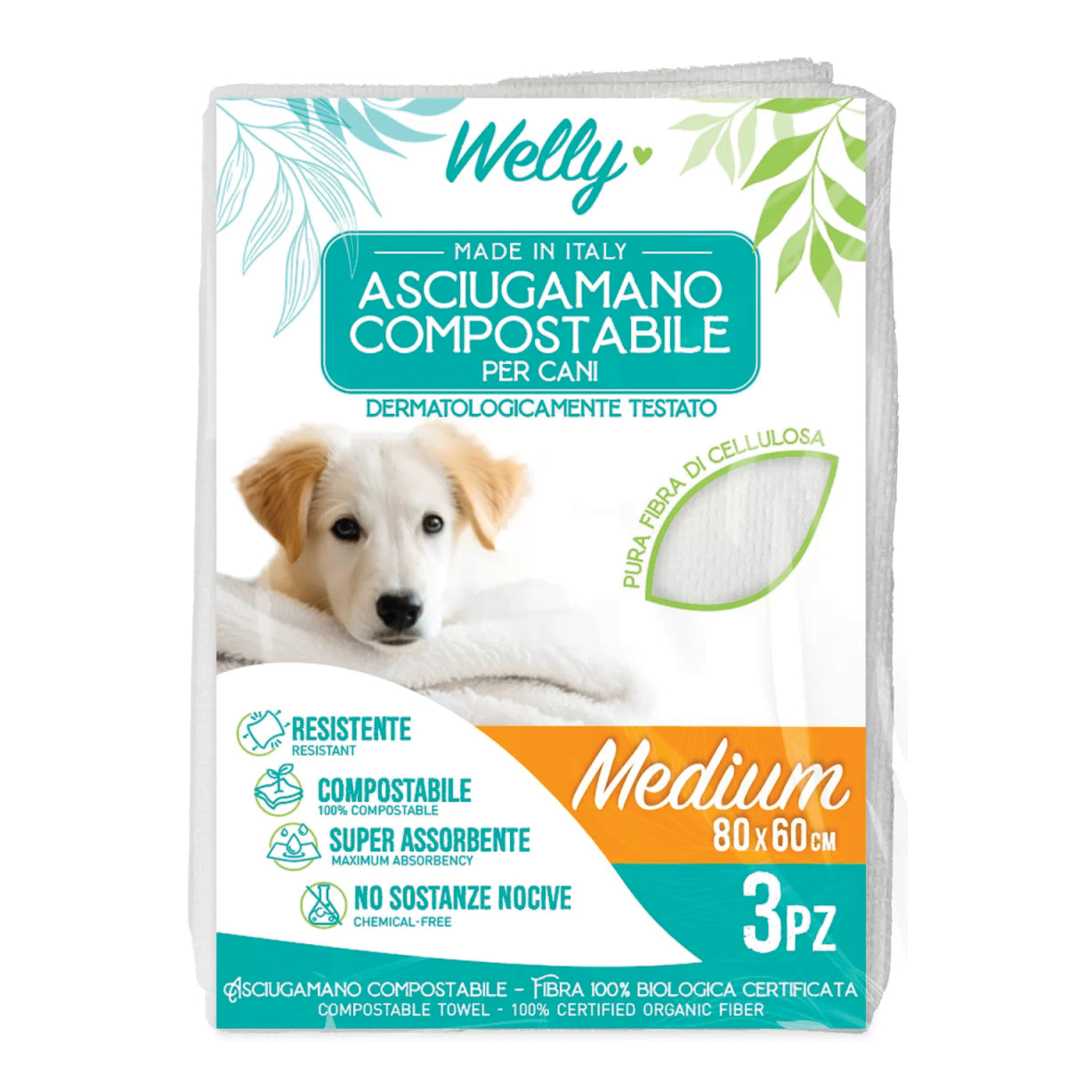 Welly asciugamano compostabile medium 3 pezzi