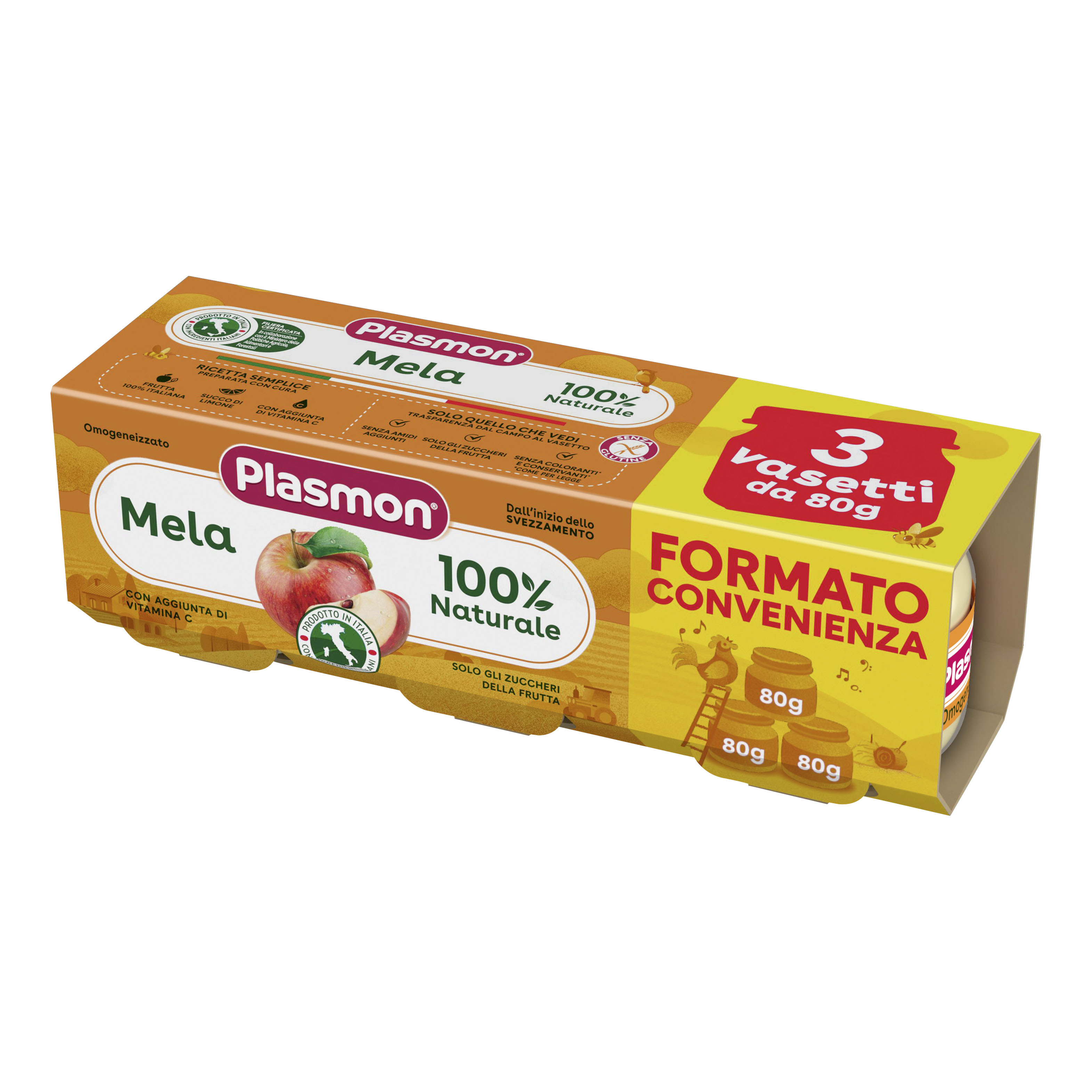 Plasmon omogeneizzato mela 3 pezzi da 80 g