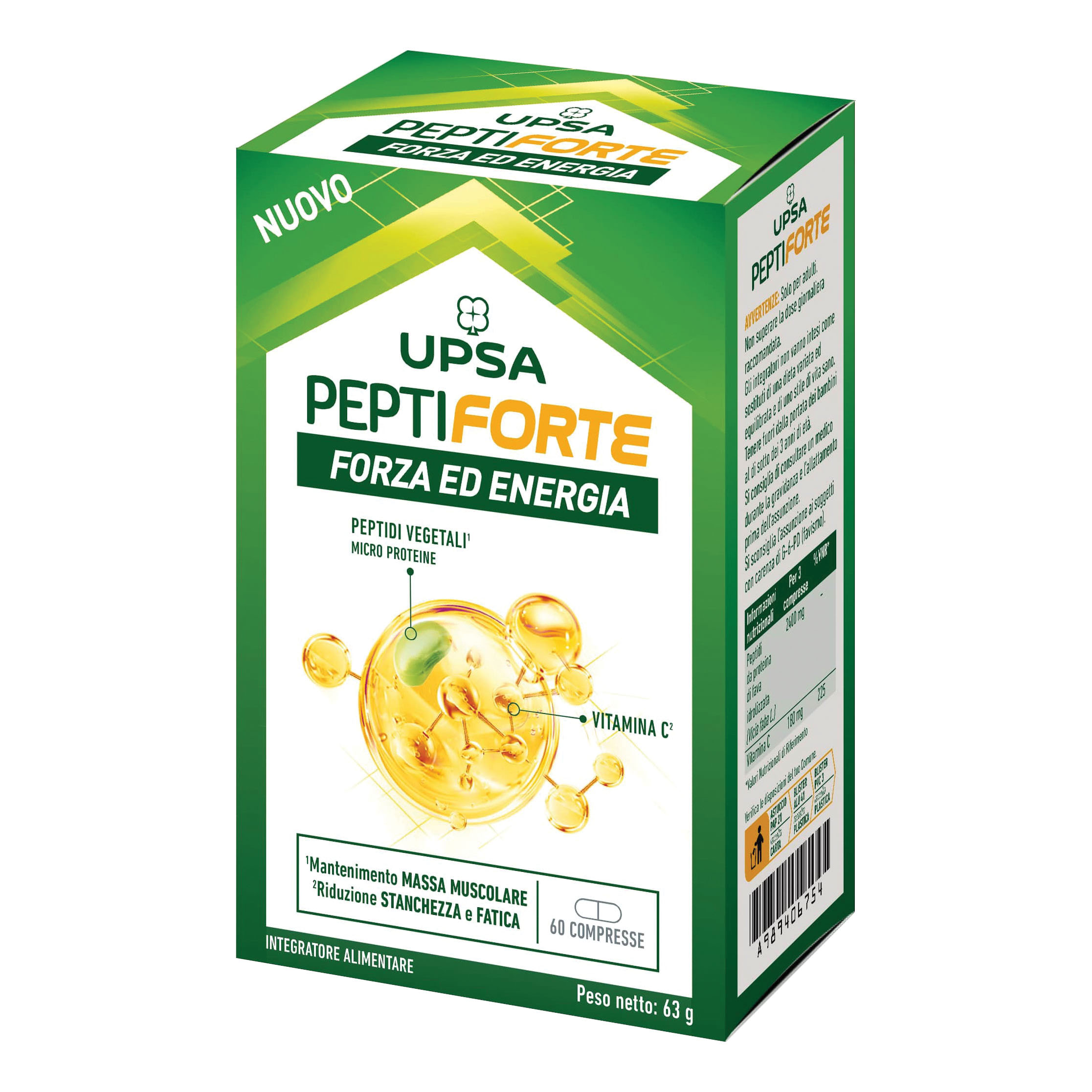 Upsa Peptiforte Integratore Forza ed Energia Confezione 60 Compresse