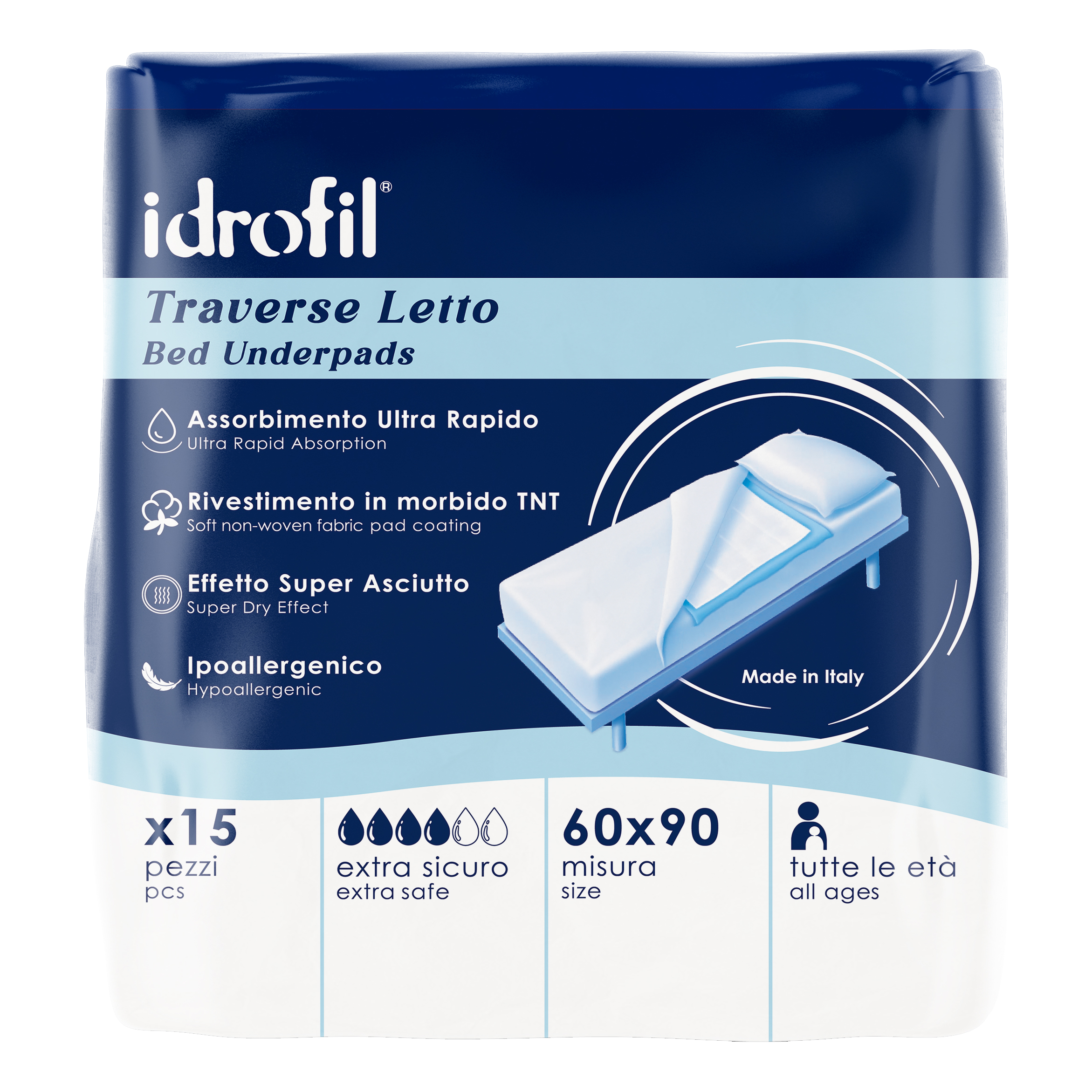 Idrofil Traversa Letto 60X90 Cm 15 Pezzi