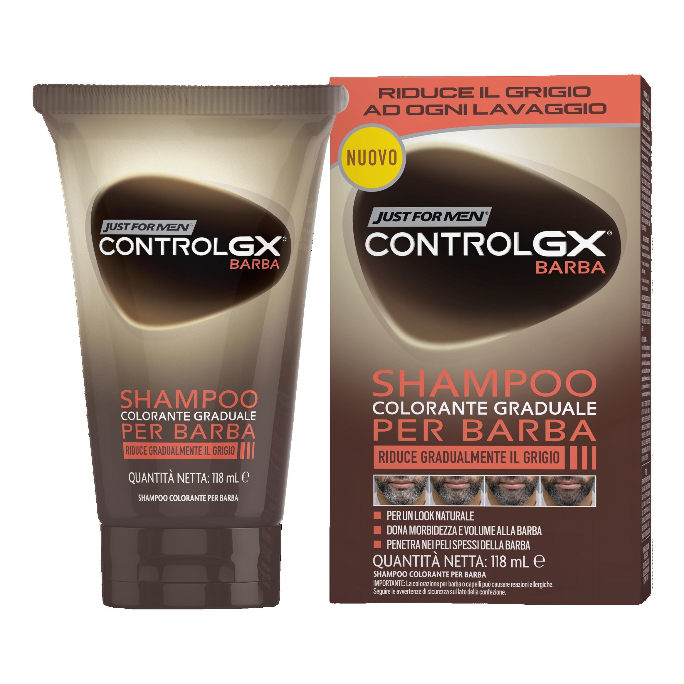 Just for men control gx barba shampoo colorante graduale 118 ml