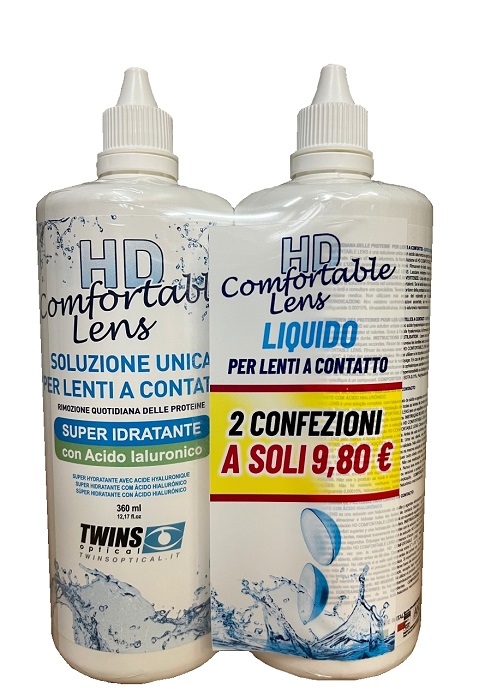 Soluzione unica hd comfortable lens pack doppio 360 ml