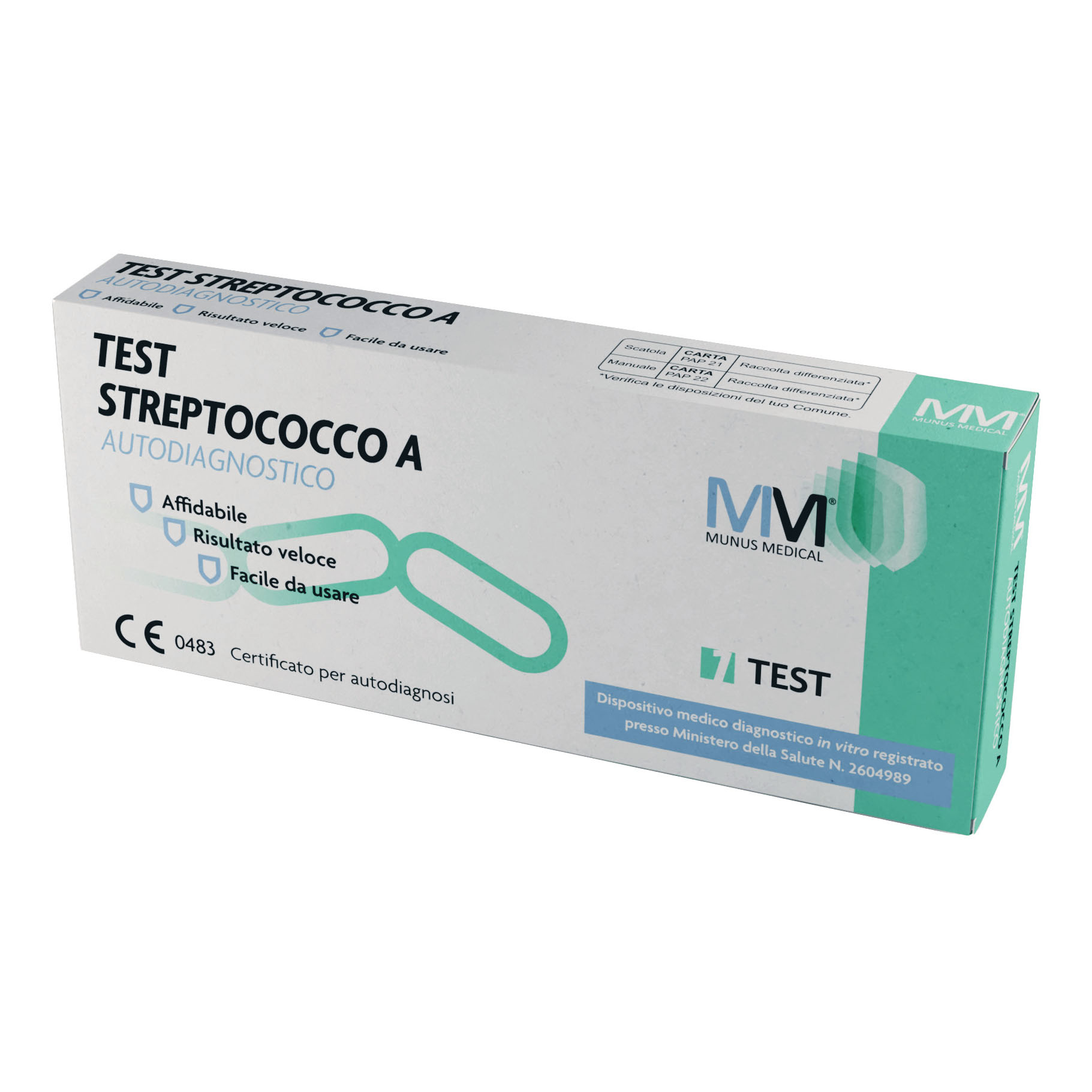 Test streptococco a autodiagnostico munus medical rilevazione batterio streptococco b-emolitico di gruppo a da tampone faringeo