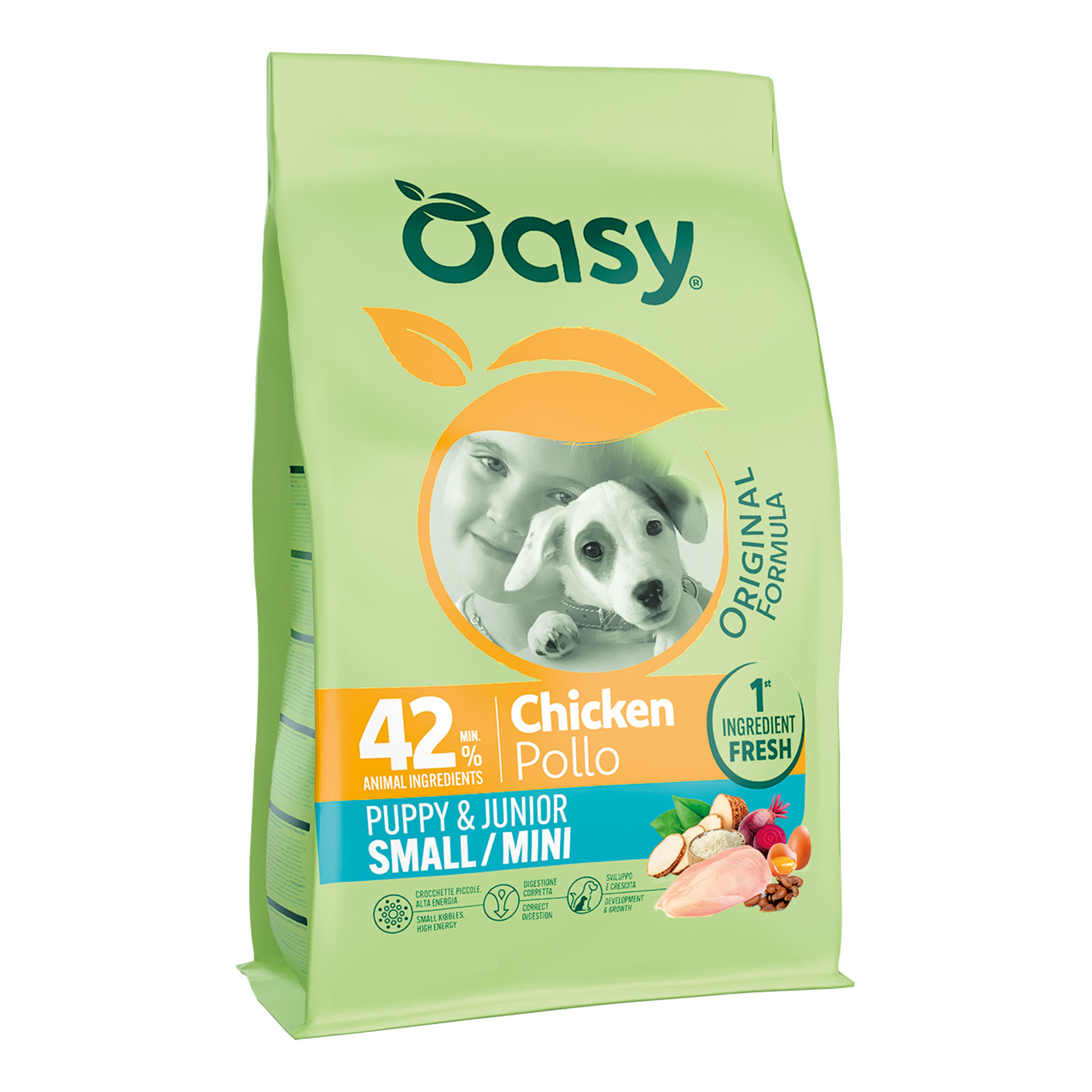 Oasy dry dog original puppy small/mini pollo 800 g