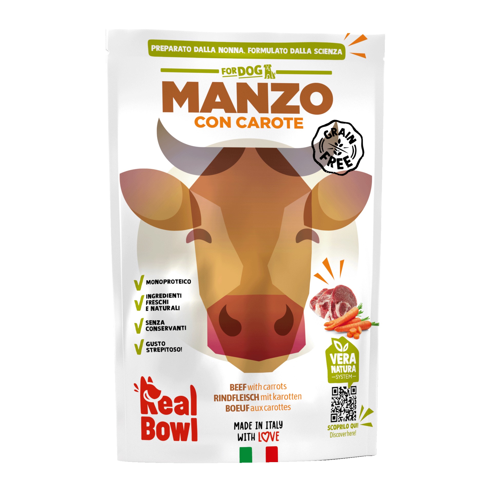 Real bowl busta singola manzo senza cereali 400 g