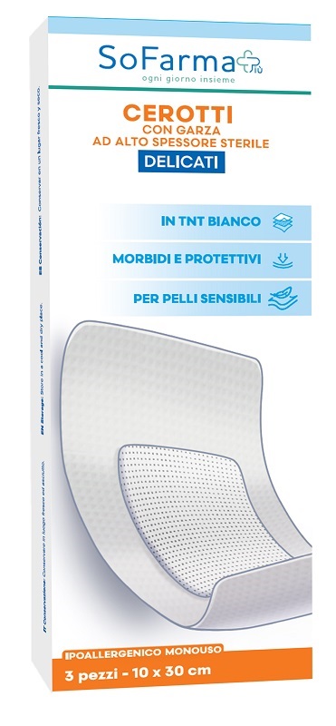 Cerotto delicato 10x20 cm sofarma 3 pezzi