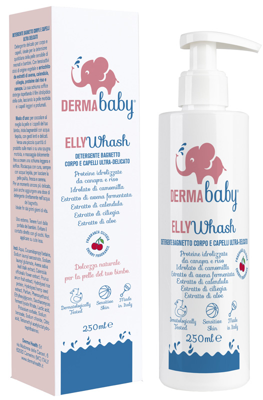 Derma baby elly wash detergente bagnetto corpo e capelli ultra-delicato 250 ml