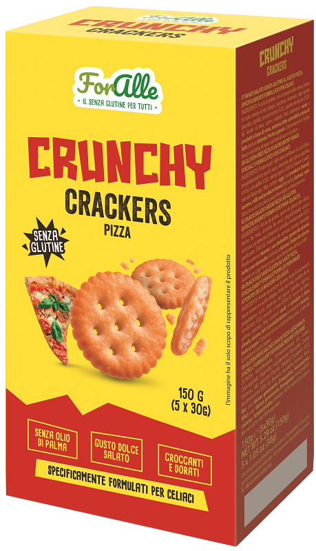 Foralle crunchy crackers pizza 5 bustine x 30 g senza olio di palma, gusto dolce salato