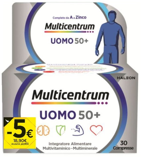Haleon Italy Srl Uomo Integratore Multicentrum 50+ Vitamine E Minerali, 30Cpr - Immagine 5