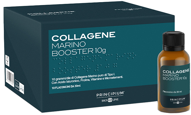 Principium collagene marino booster 10 g 10 flaconi da 30 ml con edulcorante senza glutine senza lattosio