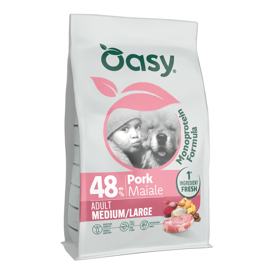 Oasy dry dog monoprotein adult medium/large maiale 10 kg