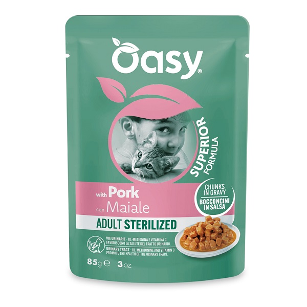 Oasy wet cat bocconcini adult sterilized maiale 85 g