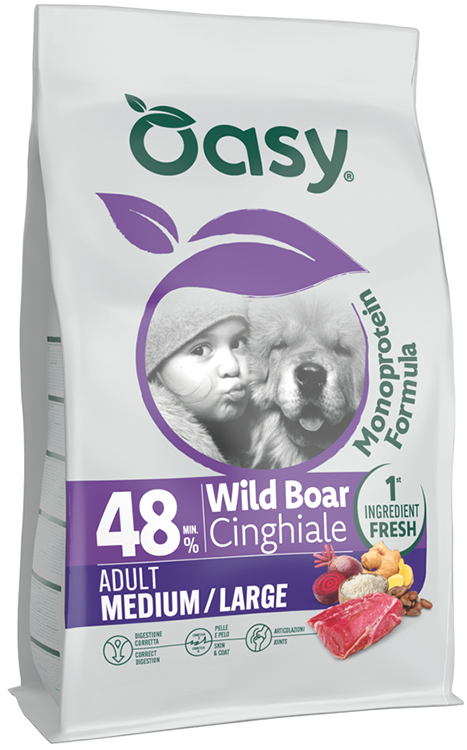 Oasy dry dog monoprotein adult medium/large cinghiale 10 kg