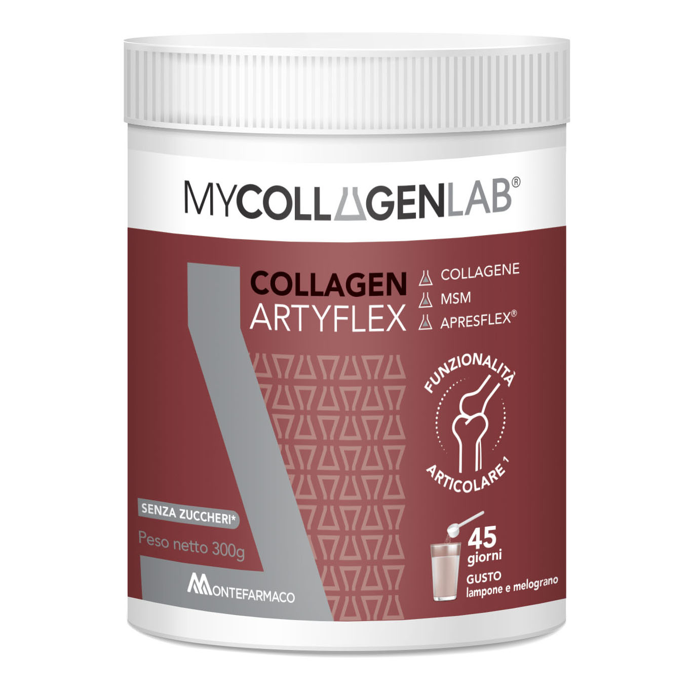 Mycollagenlab collagen artyflex 300 g lampone e melograno con edulcorante