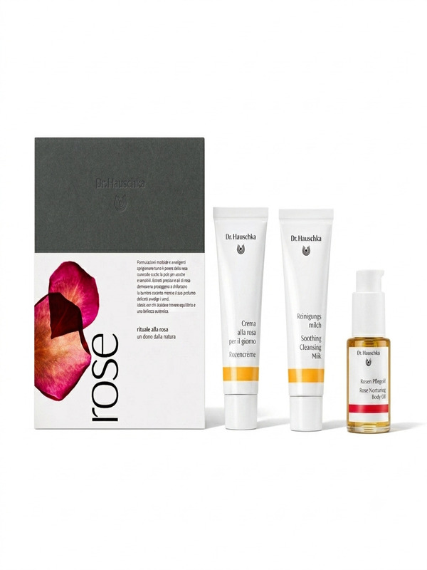 Crema alla rosa giorno 30 ml + latte detergente special size 30 ml + olio trattante rosa special size 30 ml