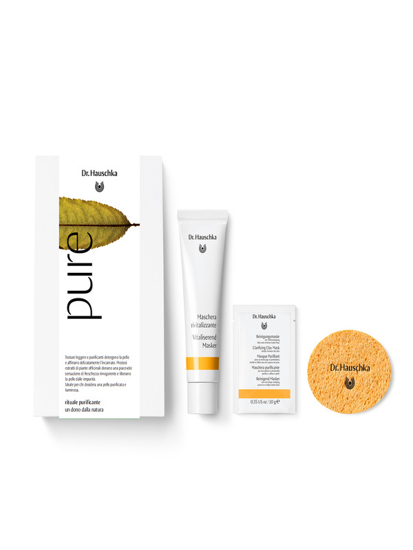 Maschera rivitalizzante 30 ml + maschera purificante bustina singola 10 g + spugnetta cosmetica