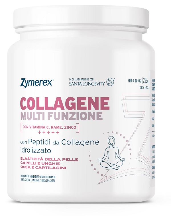 Zymerex collagene multifunzione 252 g gusto pesca con edulcorante senza glutine senza lattosio