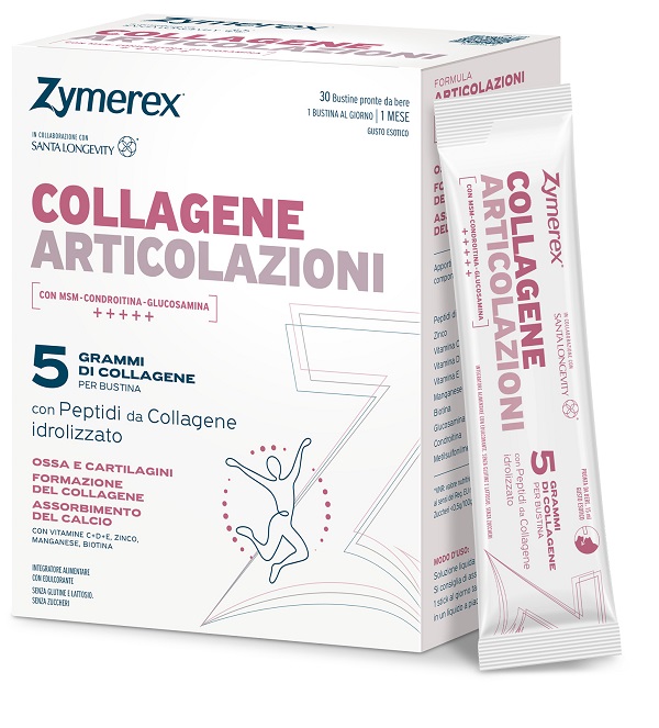Zymerex collagene articolazioni 30 bustine da 15 ml con edulcorante senza glutine senza lattosio