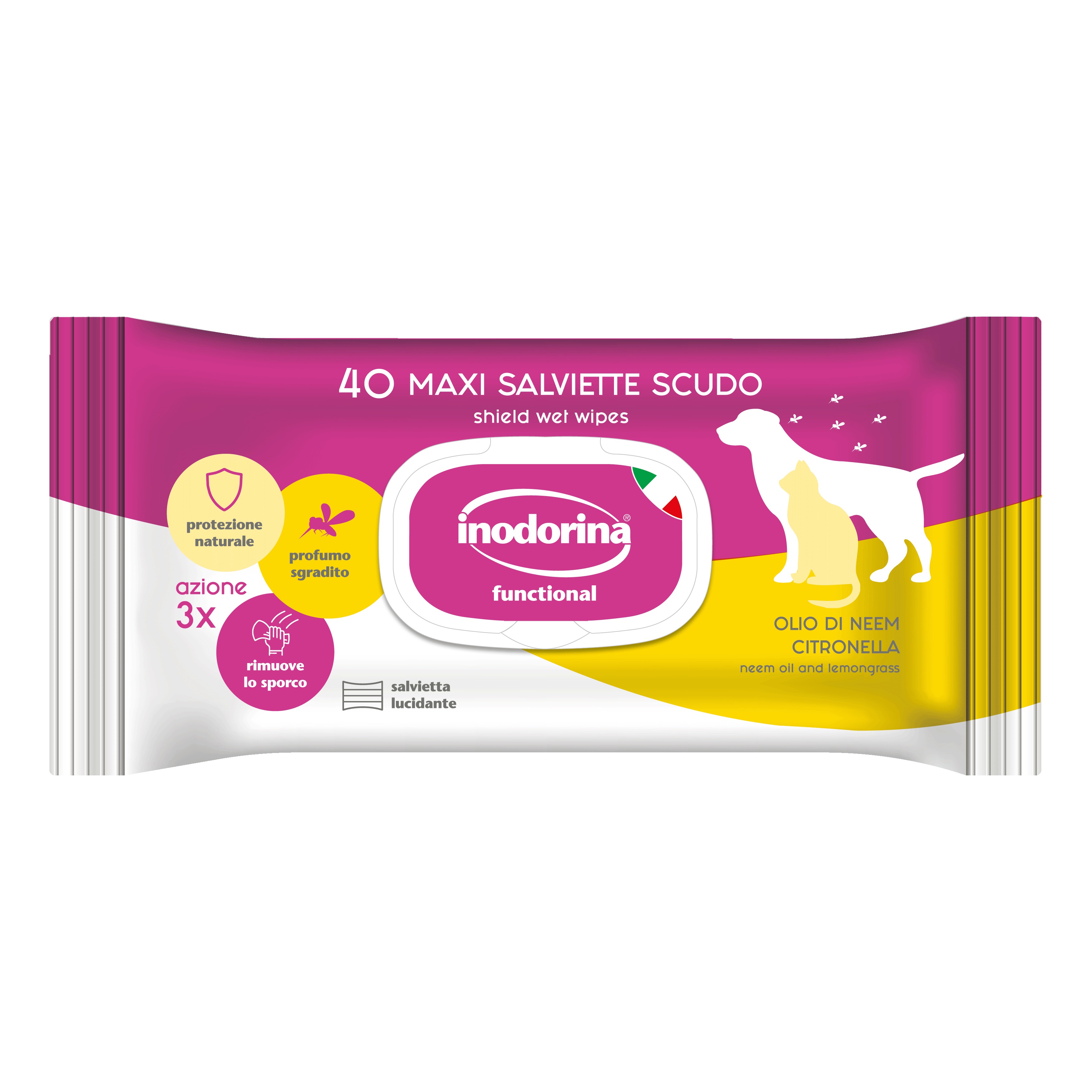 Inodorina funz salviette scudo 40 pezzi