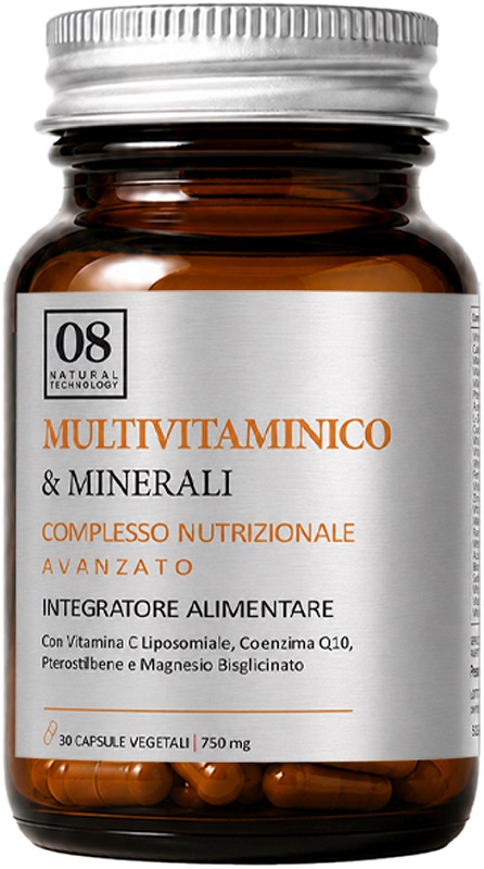 08 Natural Technology Multivitaminico & Minerali 30 Capsule Vegetali 750 Mg Senza Zuccheri Aggiunti E Glutine Naturalmente Privo Di Lattosio
