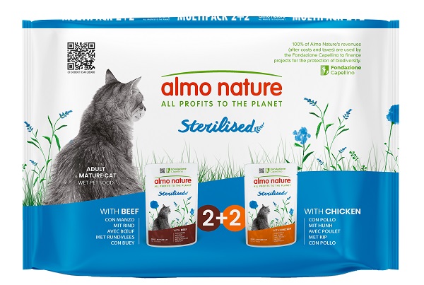Almo nature functional cat sterilised multi pouch manzo &amp; pollo 4 x 70 g