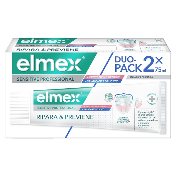 Elmex Sensitive Professional Ripara & Previene Whitening Dentifricio 2X75 Ml - Immagine 7