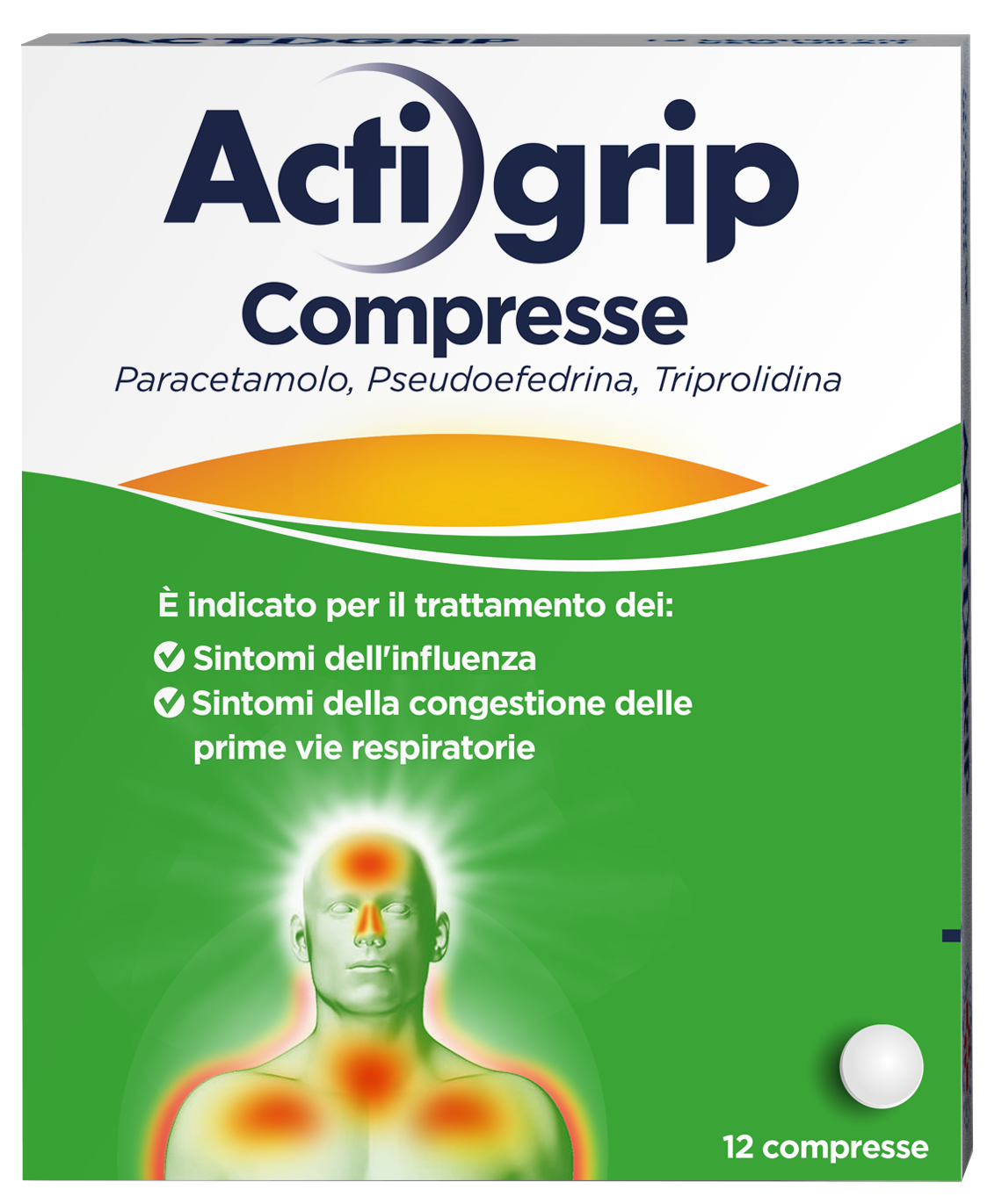 Actigrip Contro i Sintomi Influenzali e da Raffreddamento 12 Compresse
