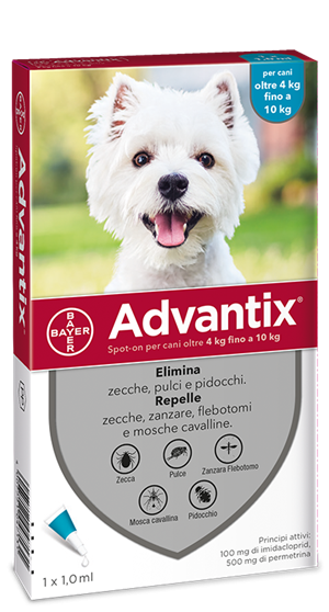 Advantix Spot-On Cani Da 4 A 10 Kg 1 Pipetta Monodose 1 Ml