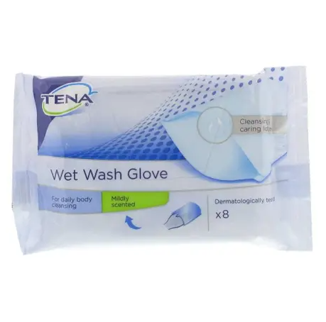 Tena Wet Wash Glove Guanti Per La Pulizia Quotidiana Del Corpo 8 Pezzi
