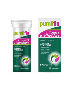 Pumilflu Influenza e Raffreddore 500 mg/250 mg/2 mg 12 Compresse Effervescenti