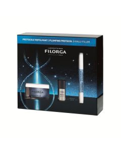 Filorga Cofanetto Protocollo Rimpolpante Hydra-Hyal Crema Gel 50ml + NCEF-Revitalize Serum 5ml + Hyalu-Filler Lips Balsamo Labbra 4 ml