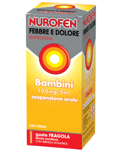Nurofen Febbre e Dolore 100mg/5ml Sospensione Orale Gusto Arancia/Fragola Senza Zucchero Ibuprofene 150 ml