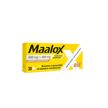 Maalox Senza Zucchero 400mg + 400mg Antiacido Aroma Limone 30 Compresse Masticabili