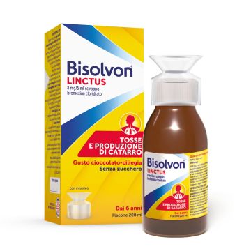 Bisolvon Linctus 8 mg/5 ml Bromexina Cloridrato Sciroppo Gusto Cioccolato-Ciliegia