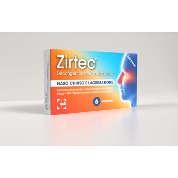 Zirtec decongestionante antistaminico 5 mg + 120 mg compresse a rilascio prolungato  cetirizina dicloridrato + pseudoefedrina cloridrato