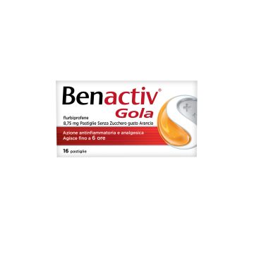 Benactiv Gola Pastiglie Senza Zucchero Gusto Arancia Flurbiprofene 16 Pastiglie