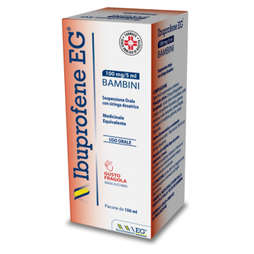 Ibuprofene EG Bambini 100 mg/5 ml Sospensione Orale Gusto Fragola Senza Zucchero 150 ml