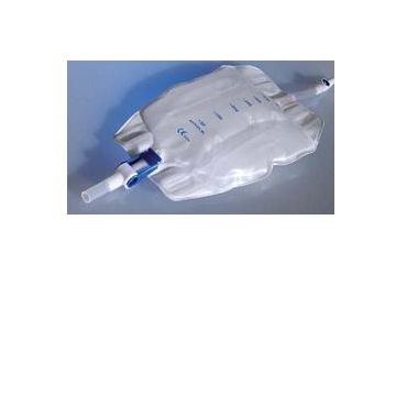Sacca di drenaggio da gamba per incontinenza comfort rusch in pvc con tubo di raccordo diritto da 10cm rubinetto di scarico e valvola antireflusso 30buste 750ml