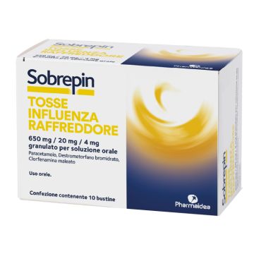 Sobrepin tosse influenza raffreddore 650 mg/ 20 mg/ 4 mg granulato per soluzione orale