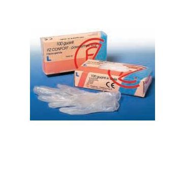 Guanto in vinile confort misura large antiaderente biocompatibile utilizzabile anche a contatto con sostanze alimentari 100 pezzi