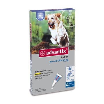 Advantix Spot-On Cani Oltre 25 Kg Fino A 40 Kg 4 Pipette Monodose 4 Ml