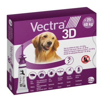 Vectra 3D Viola Spot-On Cani Da 25 A 40 Kg 3 Pipette Monodose