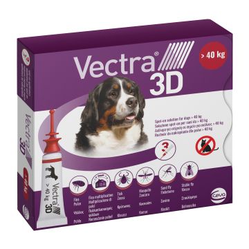 Vectra 3D Rosso Spot-On Cani Superiori A 40 Kg 3 Pipette